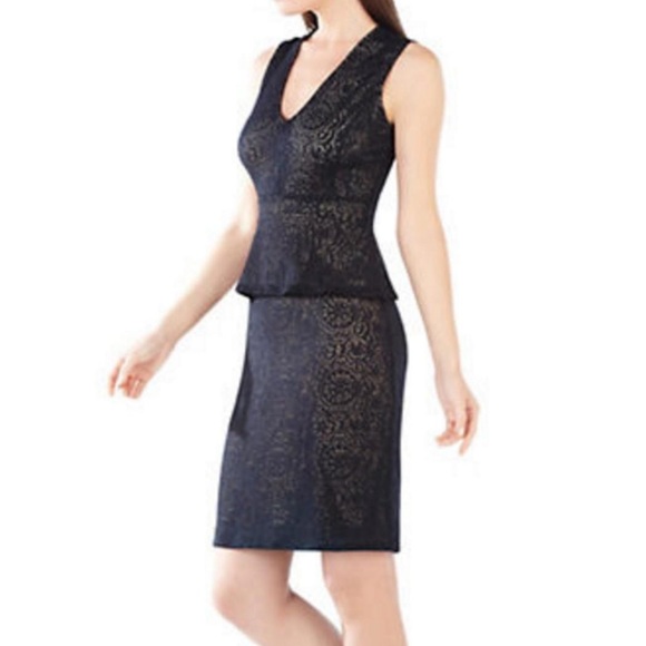 bcbgmaxazria peplum dress BCBGMAXAZRIA Sleeveless Halter Peplum Dress